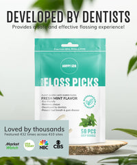 Mint-flavored floss picks for daily dental care