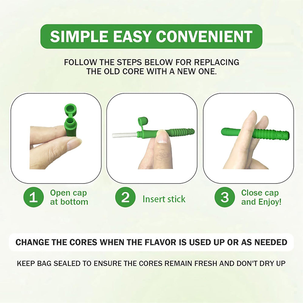 Mint flavored chewable breath stick designed for travel