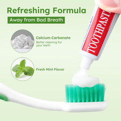Mint flavored travel toothpaste in compact tube