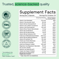 Nutrition facts and key minerals panel