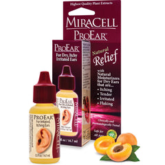 Miracell ProEar bottle closeup highlighting gentle hydration for dry ears