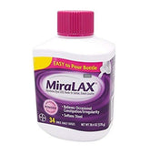 MiraLAX powder laxative unflavored pour, smooth texture for easy mixing and gentle relief
