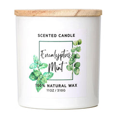 MIRASCENTS eucalyptus-mint candle in jar enhances ambience with spa-like scent.