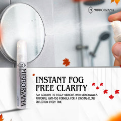 Shower mirror fog-free after using MIRRORVANA anti fog spray