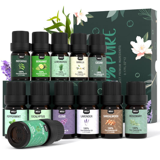 MISIJI 12 essential oils set in 5ml bottles for diffuser and aromatherapy