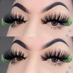 Miss Kiss 3D faux mink lashes with green highlight for bold evenings