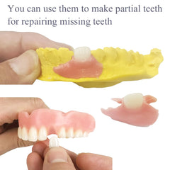 DIY denture parts arranged for at-home denture making