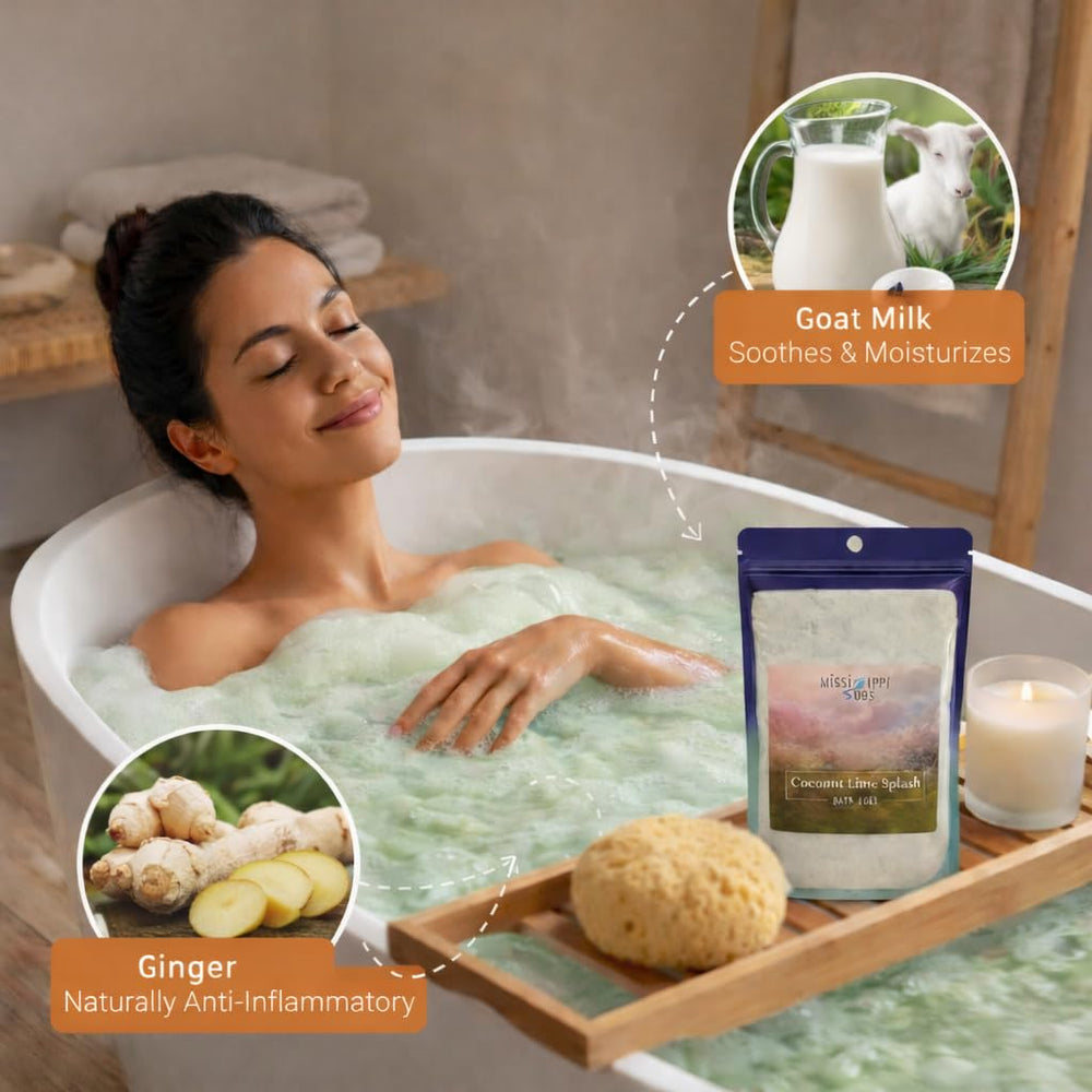 Mississippi Suds olive oil in the mix nourishes skin during soak