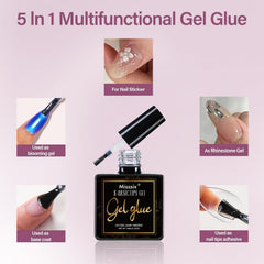 Misssix 9-in-1 nail glue gel creates secure adhesion.