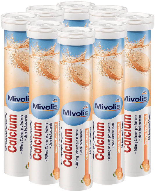Mivolis Calcium effervescent tablets orange flavor bottle
