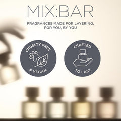 MIX:BAR Pear Blossom label close-up signals premium vegan formula.