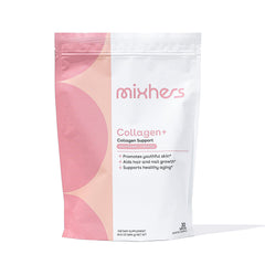 Front view of MIXHERS Collagen Powder Raspberry Limeade 30-Day Supply tub