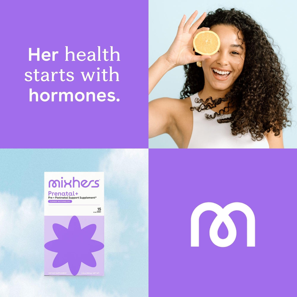 MIXHERS Prenatal+ on-the-go packaging and use