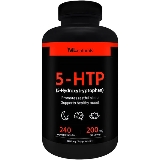 Product hero image: ML Naturals 5-HTP 200 mg in 240 vegetarian capsules