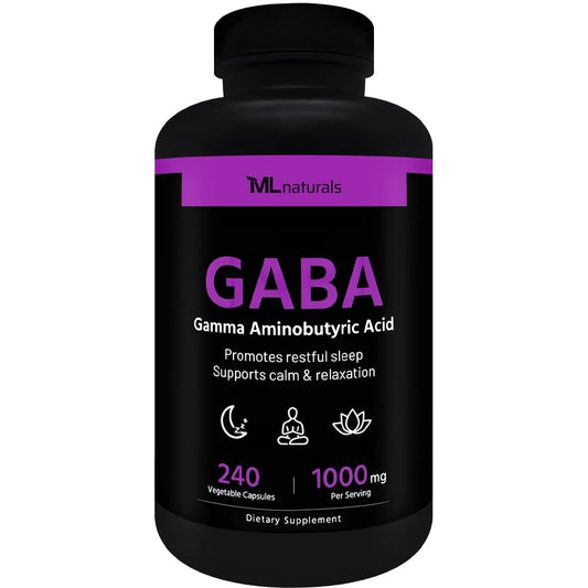 ML Naturals GABA bottle with 240 vegetable capsules