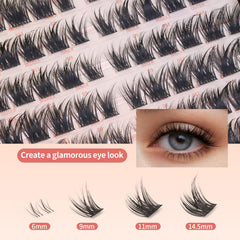 MLEN DIARY Lash Cluster 10-14.5mm range enables customizable cat-eye styles.