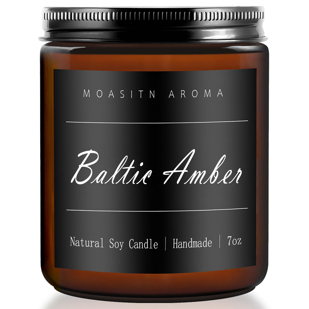 MOASITN Baltic Amber scented candle in amber glass jar, 7oz