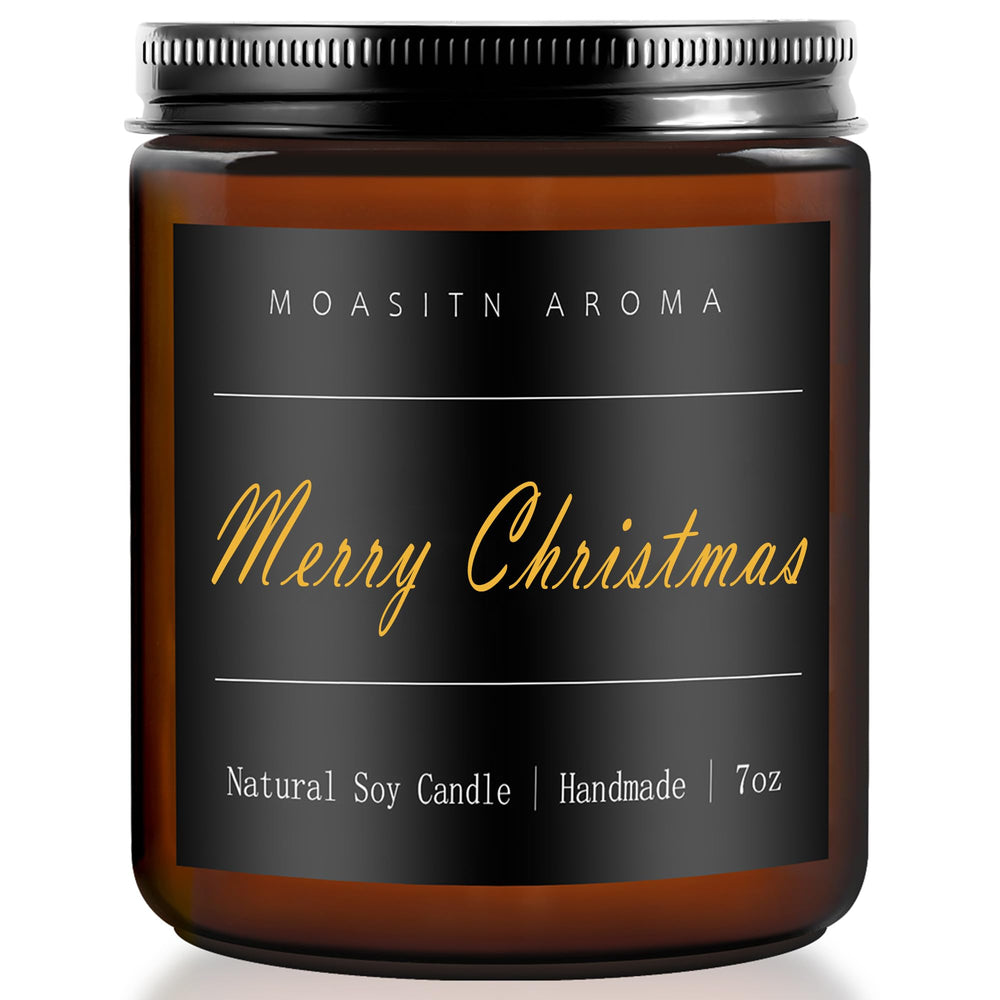 MOASITN Merry Christmas scented candle in 7oz brown jar
