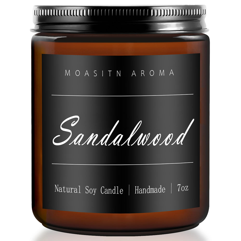 MOASITN Sandalwood scented candle in amber 7oz glass jar