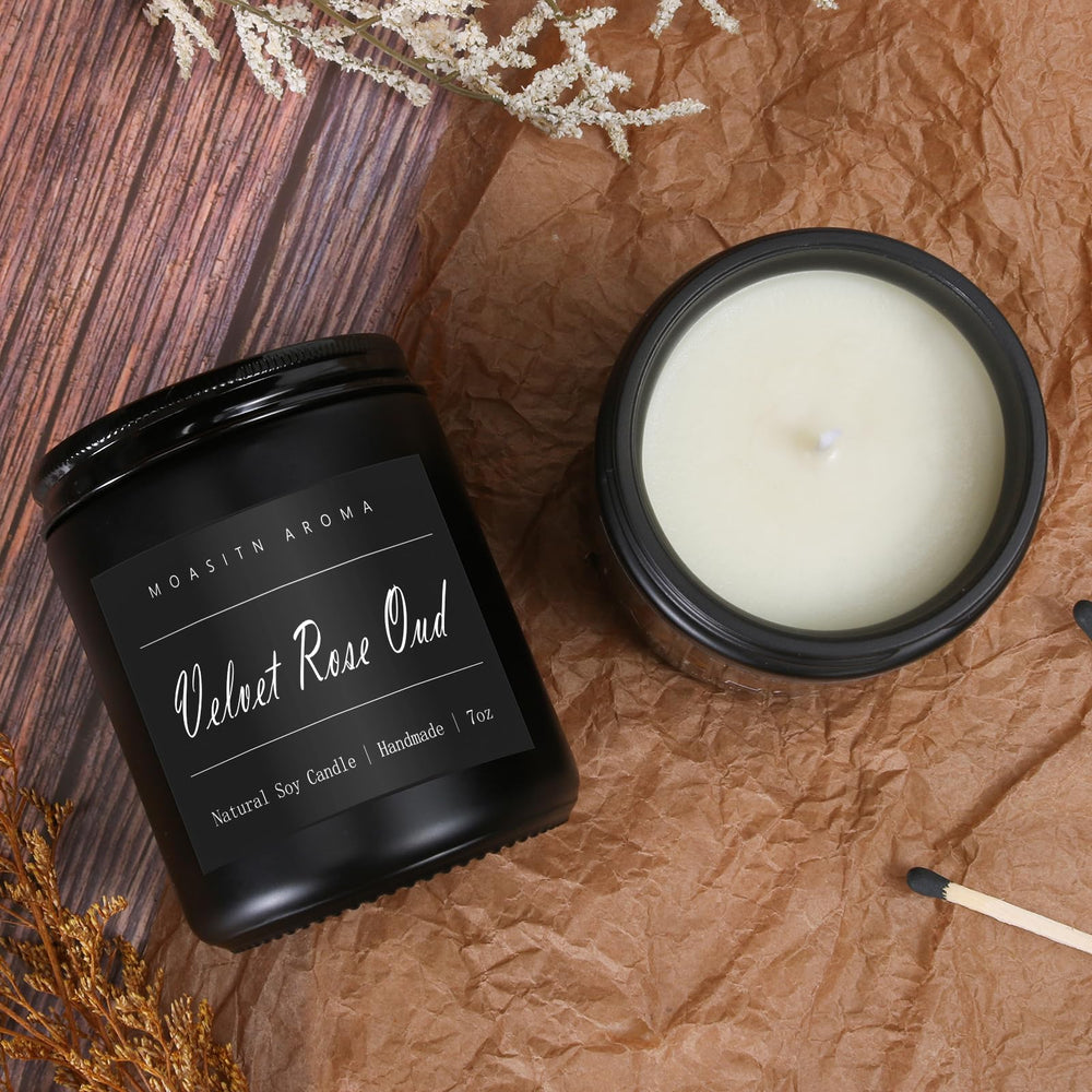 Open jar showing natural soy wax and cotton wick