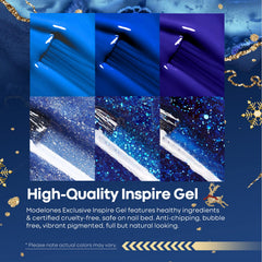Modelones color-changing blue gel polish shows shifting tones under light.