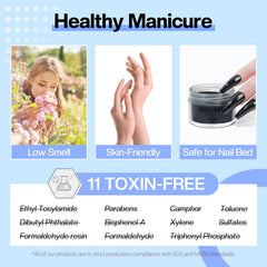 Modelones Black at-home manicure scene shows convenient salon-like results.