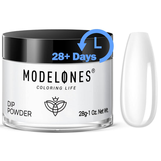 Modelones dip powder clear color bottle close-up showing natural shine