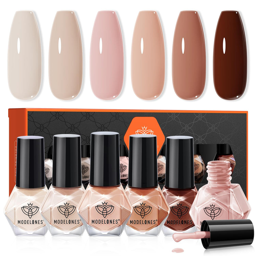 modelones six-color nude nail polish set for versatile daily manicures