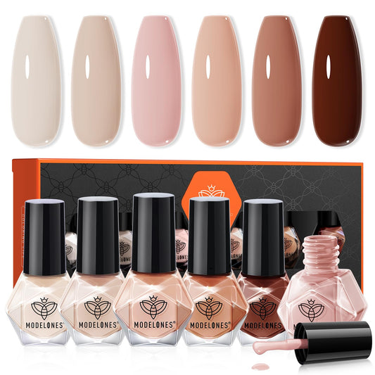 modelones six-color nude nail polish set for versatile daily manicures