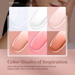 Modelones poly nail gel bottle closeup showing smooth texture and premium quality.