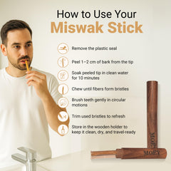 Eco-friendly, natural oral care MOEY Miswak with holder