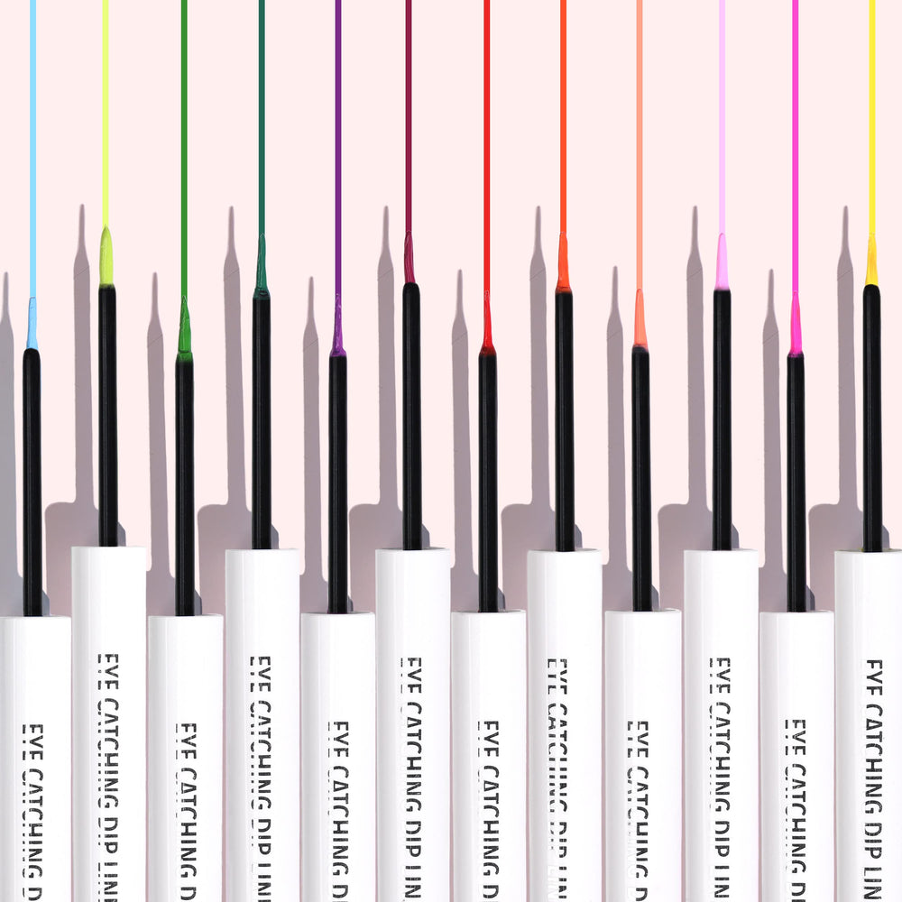 Moira Eye Catching Dip Liner 018 yellow swatches display vivid, smudge-resistant color.