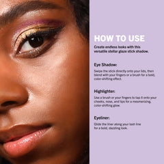Moira Stellar Glaze Shadow glittery finish catching light
