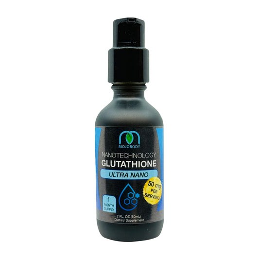 Front view of MOJObody Nano Glutathione 2oz Pump Bottle