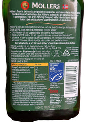 MÖLLER'S cod liver oil measuring spoon shows simple daily dosing for all ages.