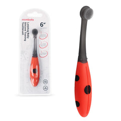 Front view of Mombella Ladybug baby toothbrush for 6-12 months