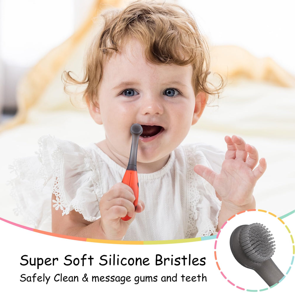Curved head designed for baby's mouth and gums