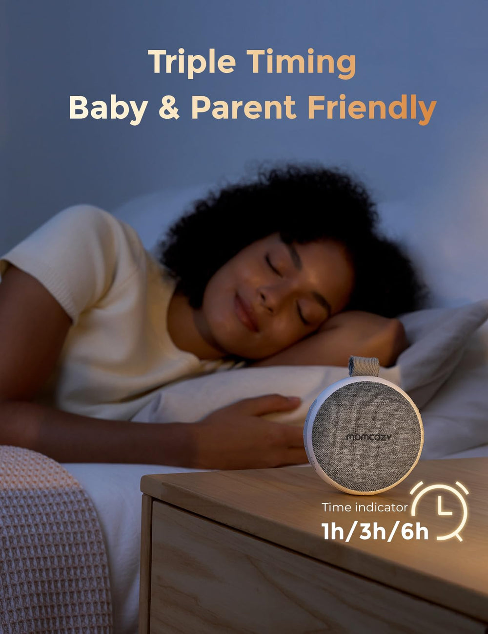 Momcozy auto timer feature helps set sleep duration automatically.