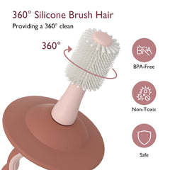 Close-up of 360-degree bristles for gentle cleaning