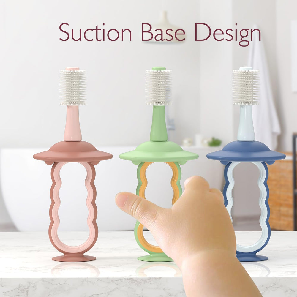 Anti-swallowing design with protective round pad under brush head