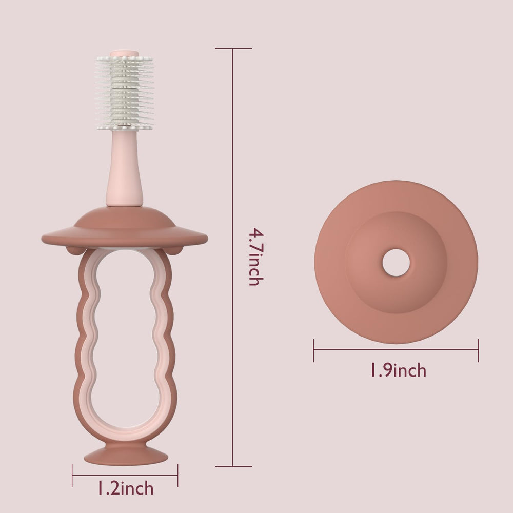 Momcozy pink baby toothbrush for infant oral care