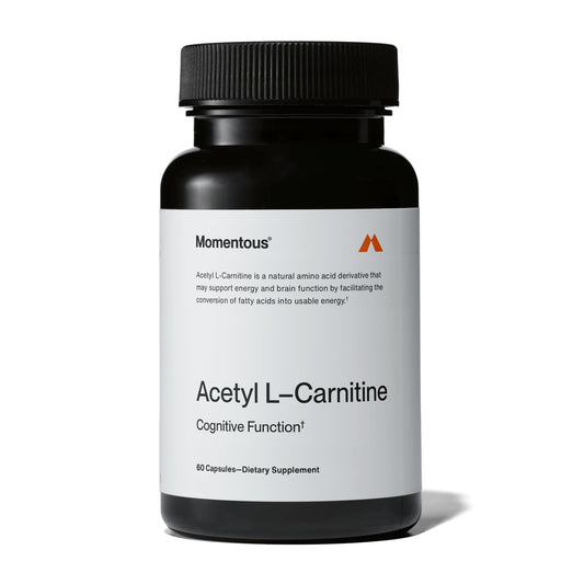 Momentous Acetyl-Carnitine bottle showing 60 servings