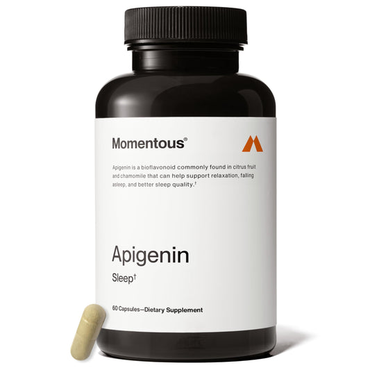 Momentous Apigenin supplement bottle on white background