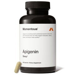 Momentous Apigenin supplement bottle on white background