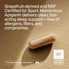 NSF Certified for Sport badge on Momentous Apigenin label