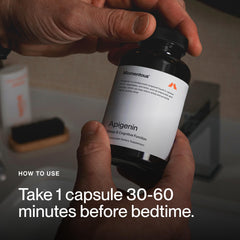 Label showing 50 mg apigenin per capsule