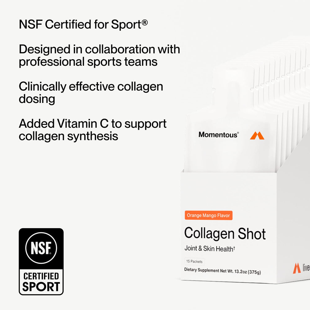 Momentous Collagen Shot measure spoon showing precise 25g serving.