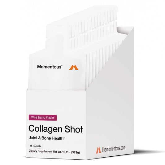 Momentous Collagen Shot Wild Berry bottle - front view