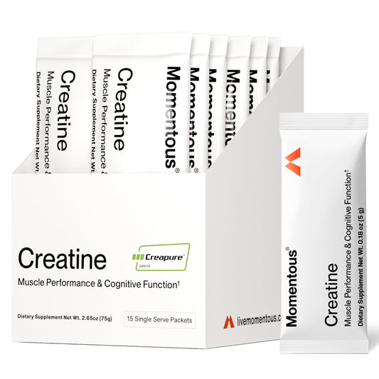 Momentous Creatine Monohydrate Powder canister with Creapure label