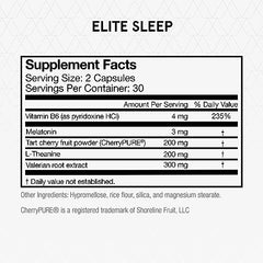 Momentous Elite Sleep capsules front label highlighting vegan gluten-free